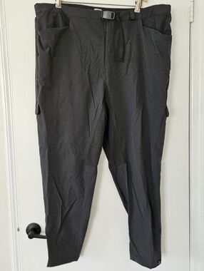 One Bone Men E 45-49 Cargo Pants Gray Belt Stretch OB193 Performance Nylon